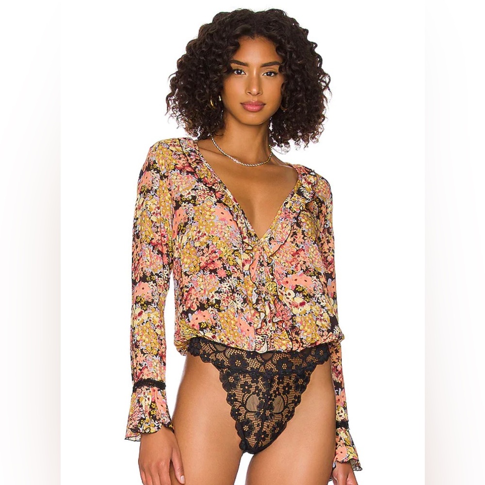 Free People Floral Heat Wave Thong Bodysuit